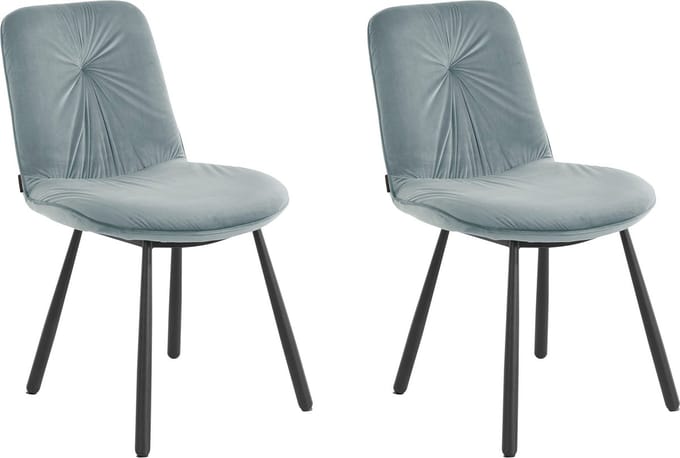 Meryl-Eetkamerstoel - Grijs Fluweel - Set van 2