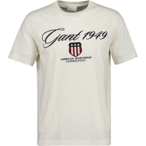 Gant T-Shirt Shield Graphic 1949 Short Sleeve Crew Neck Cream / male