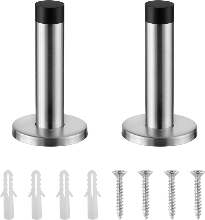 Famanu – Verstelbare wanddeurstopper heavy-duty 8.8 cm – metaal met rubber buffer – stevige deurbesch