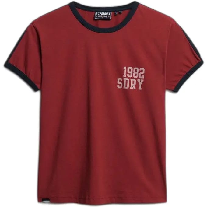Superdry Athletic Essentials T-shirt met Zijstreep Red Grootte: 36