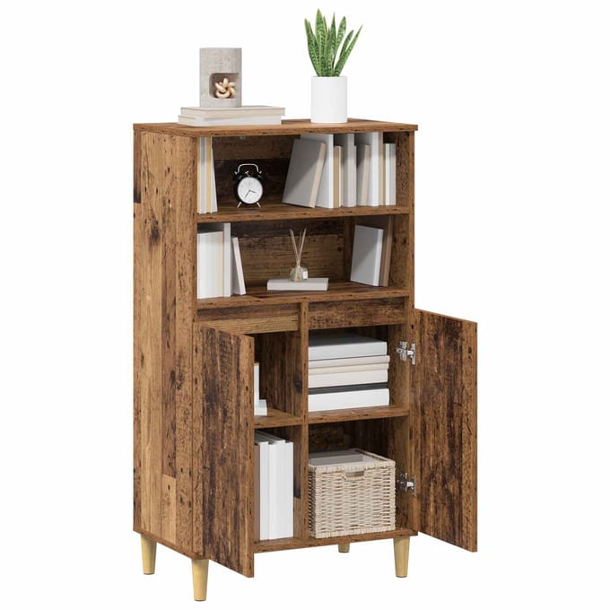 vidaXL - Highboard - Oud - hout - 60 - x - 36 - x - 110 - cm - Bewerkt - hout