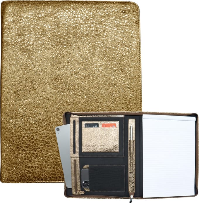 Safekeepers leren schrijfmap a4 - Schrijfmap - Documentenmap - Ipad cover - A4 - Leer - Goud