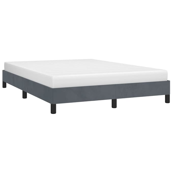 vidaXL - Bedframe - zonder - matras - donkergrijs - 137x190 - cm - volledig - fluweel