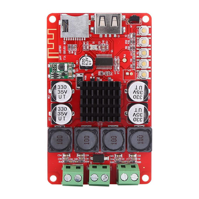 Amplificateur Récepteur Audio Bluetooth Portable 50W+50W Décodeur Carte TF avec Télécommande black