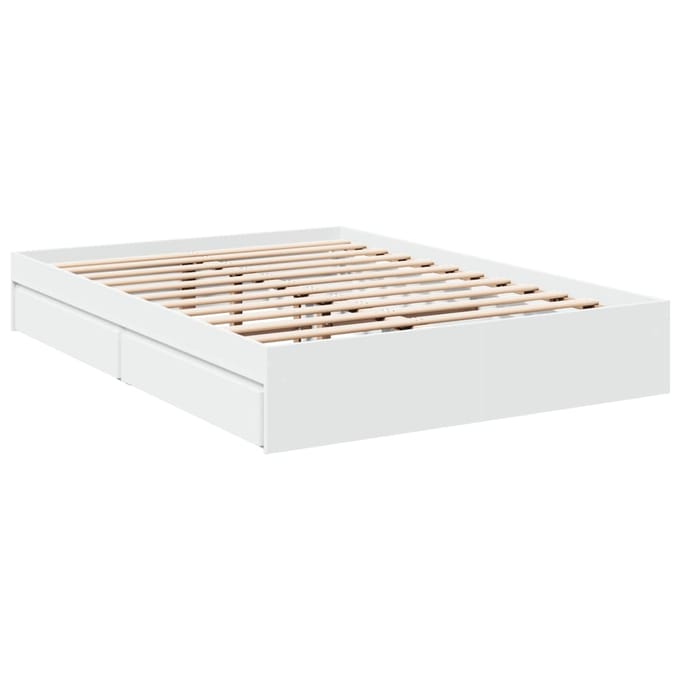 vidaXL - Bedframe - met - lades - bewerkt - hout - wit - 140x200 - cm