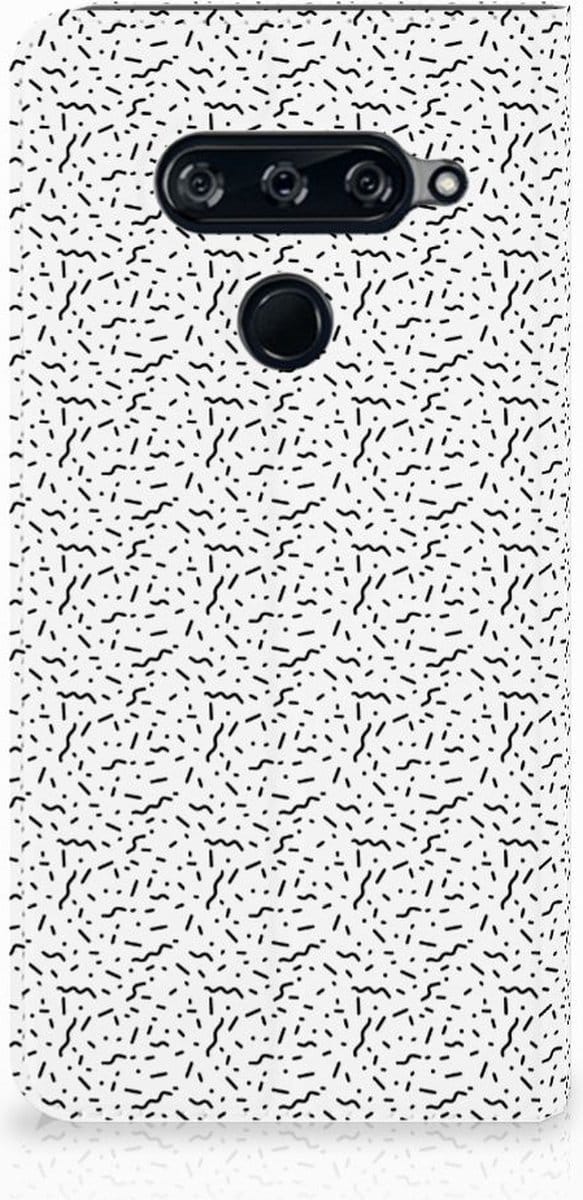 LG V40 Thinq Hoesje met Magneet Stripes Dots