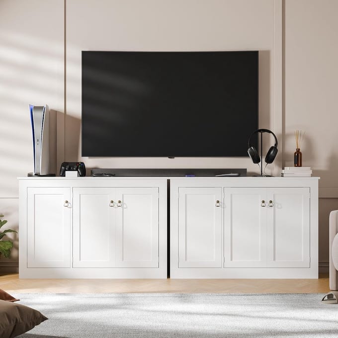 Dressoir Kast 3 Deuren 113x32,5x76 - 5x76 cm - Wit - Medahomestore