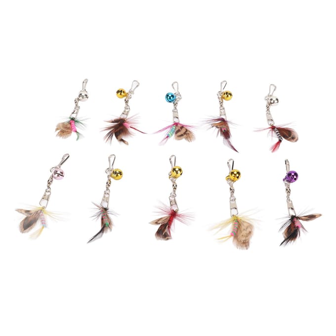 10 Pièces Plume de Rechange pour Baguette Teaser pour Chat Mignon Insecte Volant Attrayant Accessoires de Jouet Baguette pour Chat white