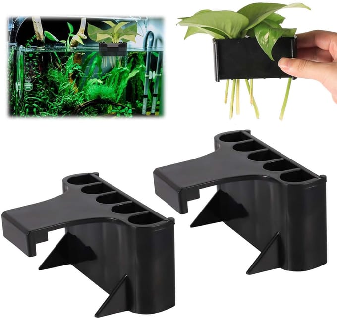 Aquarium Planthouder - 5 gaten ontwerp - set van 2 - kunststof - 9,2x6,5x4,5 cm