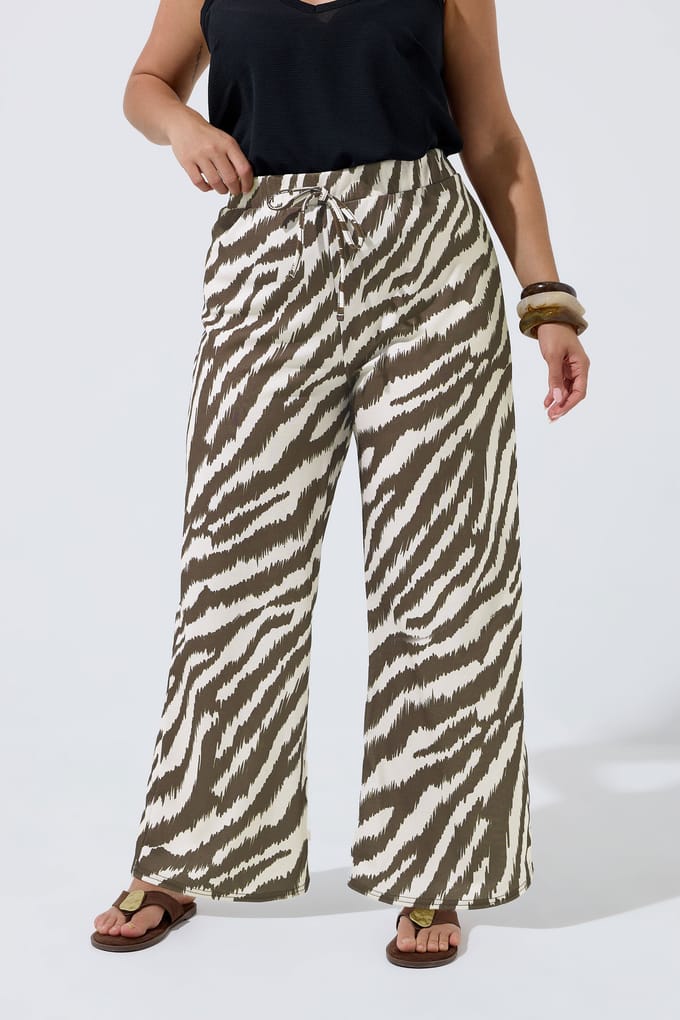 Limited Collection Bruine Zebra Broek Met Wijde Pijpen Size 40