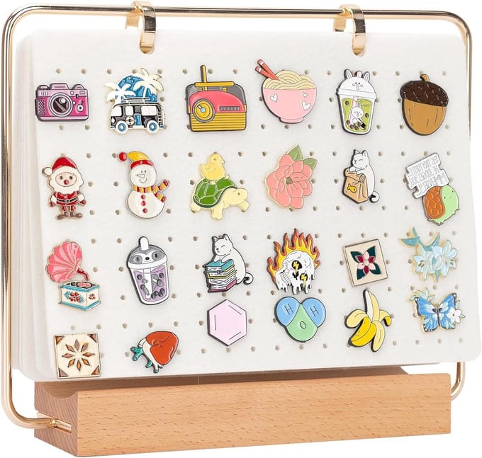 Pin Display Organizer - Broche Houder - Collectie Tonen - 180+ Pinnen Capaciteit - 8.5 x 9.2 Inch - Wit