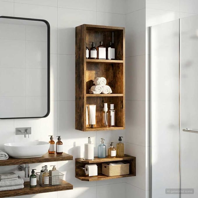 vidaXL - Badkamer - wandkast - Gerookte - Eik - 30 - x - 14 - x - 70 - cm