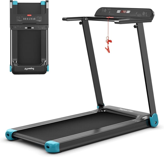 Inklapbare loopband - Wandelpad machine - Thuis sporten - 550W motor - 100 kg draagbaar - Blauw