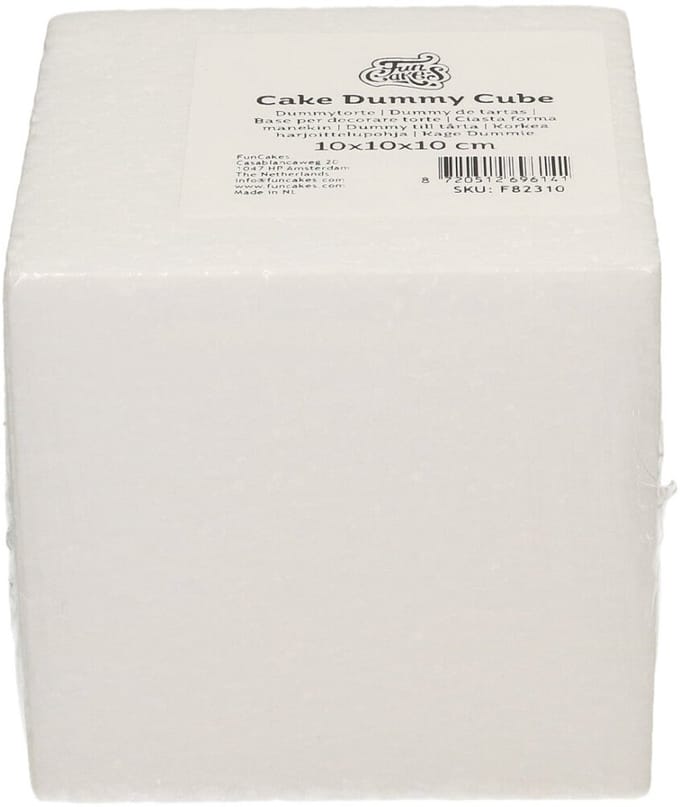 FunCakes Taart Dummy - Piepschuim Blok - Kubus - 10x10x10 cm