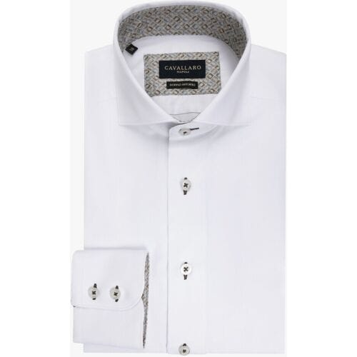 Cavallaro Napoli Overhemd Luino Subtle Contrast Stitching Wit / male