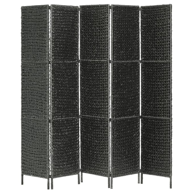 vidaXL - Kamerscherm - met - 5 - panelen - 193x160 - cm - waterhyacint - zwart