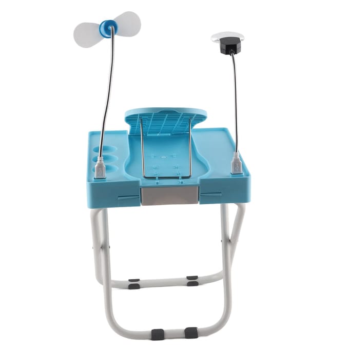 Pedicure Voetsteun Antislip Professioneel Verstelbaar Pedicure Standaard Kit met LED Vergrootglas Droogventilator gray