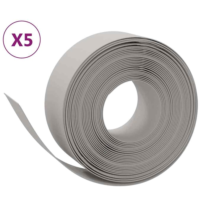 vidaXL - Tuinranden - 5 - st - 10 - m - 20 - cm - polyetheen - grijs