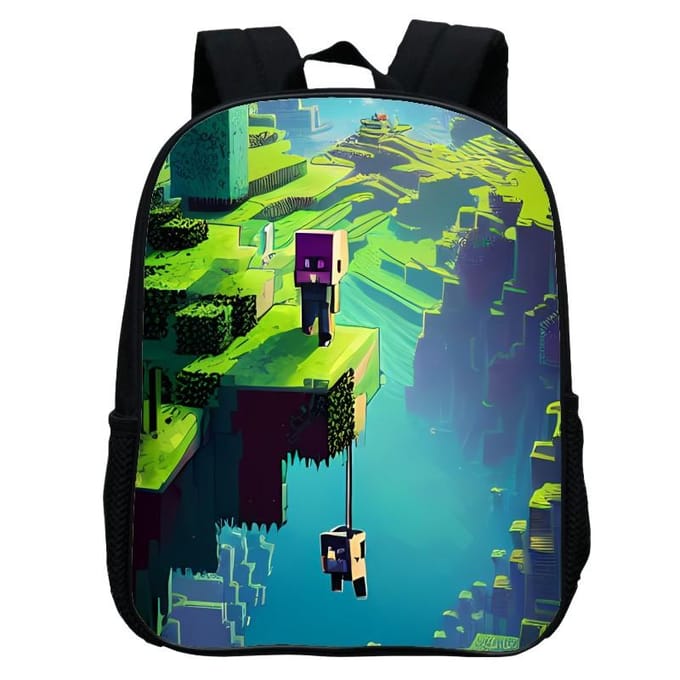 Sac d'école maternelle imprimé, Sac à dos dessin animé Minecraft 12 pouces, Léger et décontracté 12inch backpack