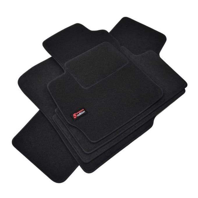 Tapis de sol - Logo - Mazda 5 - Velours noir - 5 pièces - Antidérapant - Sur mesure