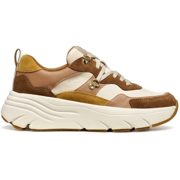 GEOX DIAMANTA DAMES Sneakers - BRUIN/BEIGE - Maat 36
