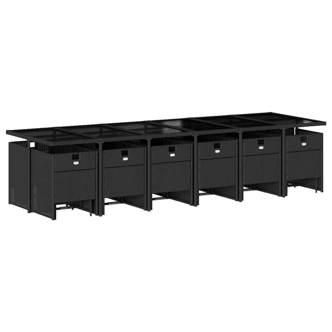 vidaXL - 17-delige - Tuinset - met - kussens - poly - rattan - zwart