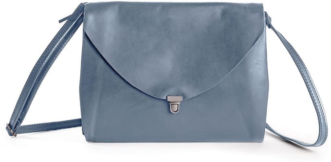 HAROLD'S Leren Schoudertas Koppeling Fold Handbag Clutch Light Blue Blauwgrijs