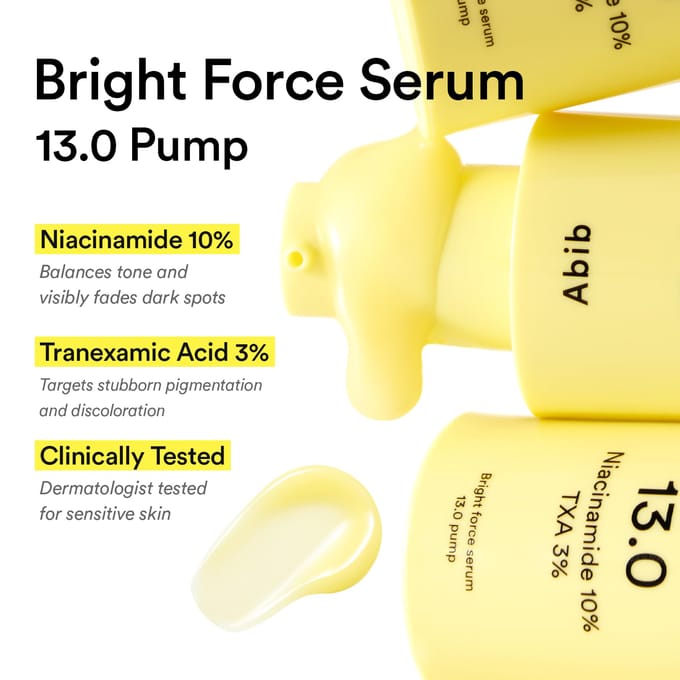 Abib - Bright Force Serum 13.0 Pump 5% Glutathione, 10% Niacinamide, 3% TXA en Vitamin B5 - 30ml