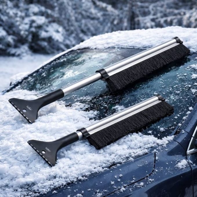MikaMax Extendable Ice & Snow Scraper - Uitschuifbare ijs & sneeuwschraper - Uitschuifbaar tot 65 cm - ABS & Aluminum - Auto accessoire - Auto gadget