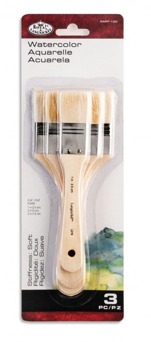 R&L White Bristle Angular Brush Set (Firm) - 3 Pack
