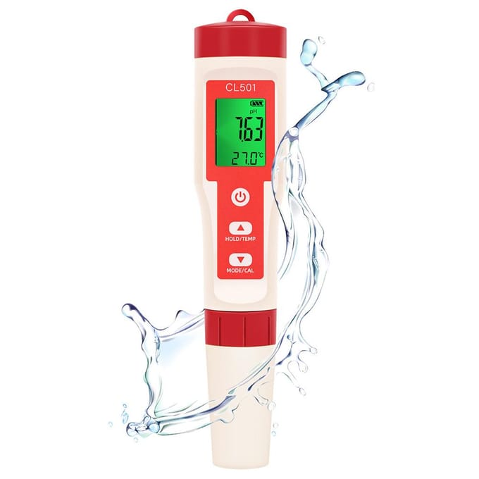 5in1 Waterkwaliteitstestpen Chloor PH ORP H2 Temperatuur Testmeter Multifunctioneel Maricultuur veelkleurig