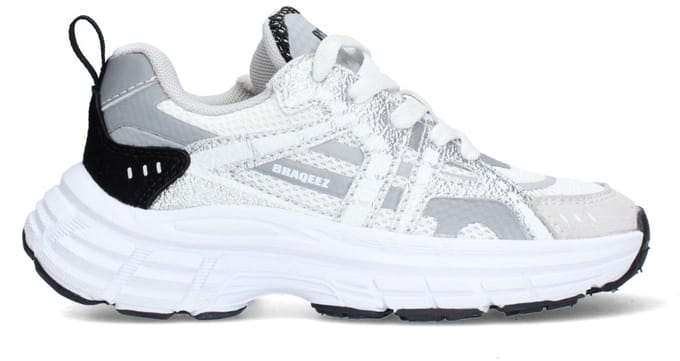 Braqeez 426001-781 Jongens Lage Sneakers - Grijs - Leer - Veters