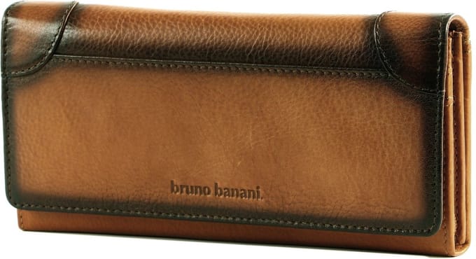 bruno banani Leren Portemonnee Wallet with Flap Cognac Bruine