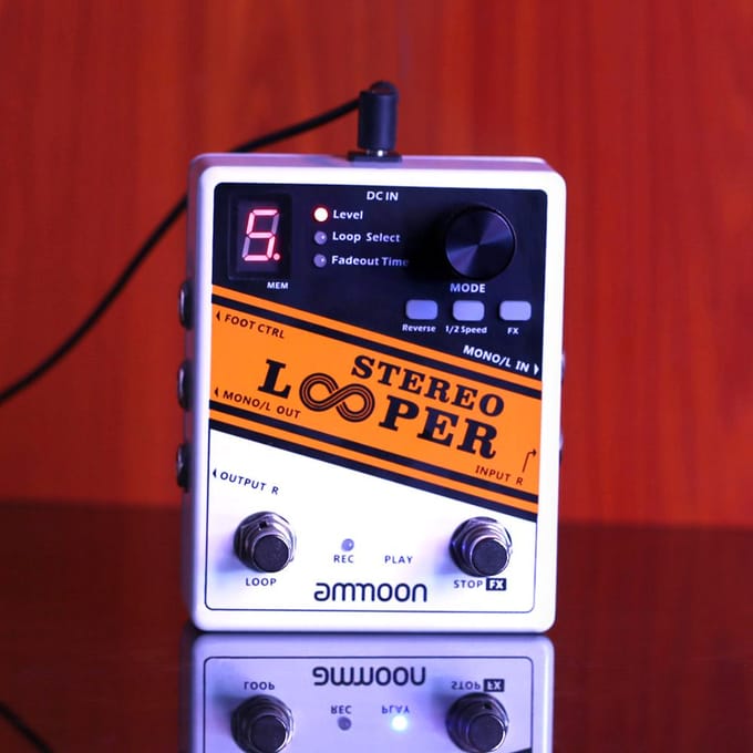 Ammoon STEREO LOOPER Loop Record Gitaareffectpedaal 10 onafhankelijke loops Max. 10min opname orange