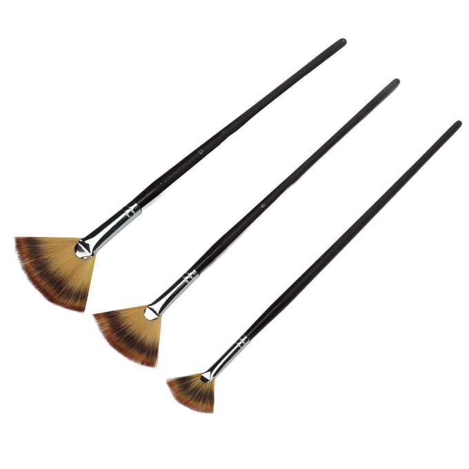 3 Stuks Fan Verfkwast Set Lange Steel Zachte Haren Goede Taaiheid Fanvormige Nylon Haar Verfkwast black