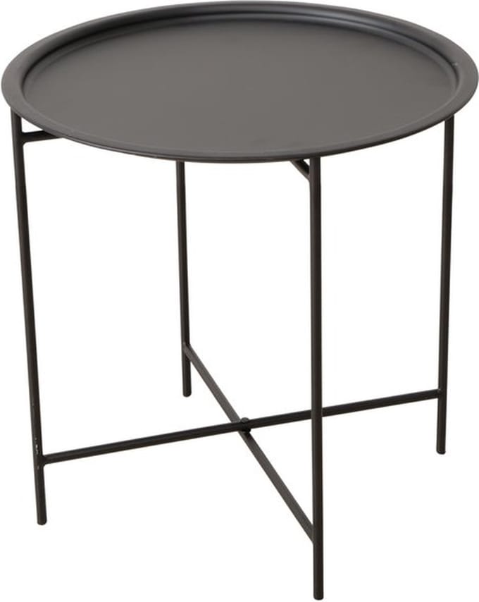 Boltze bijzettafel Rocko zwart metaal 46 cm inclusief dienblad