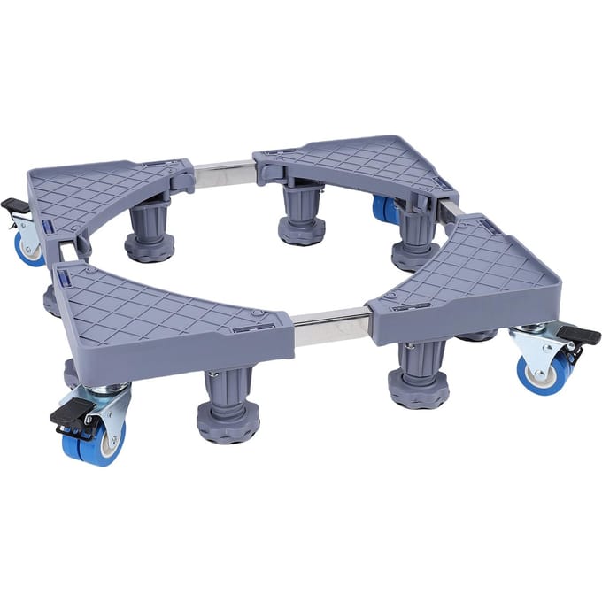 Support de réfrigérateur Base mobile Chariot de meubles réglable avec 8 pieds solides 4 roues à blocage pour machine à laver Lave-linge gray