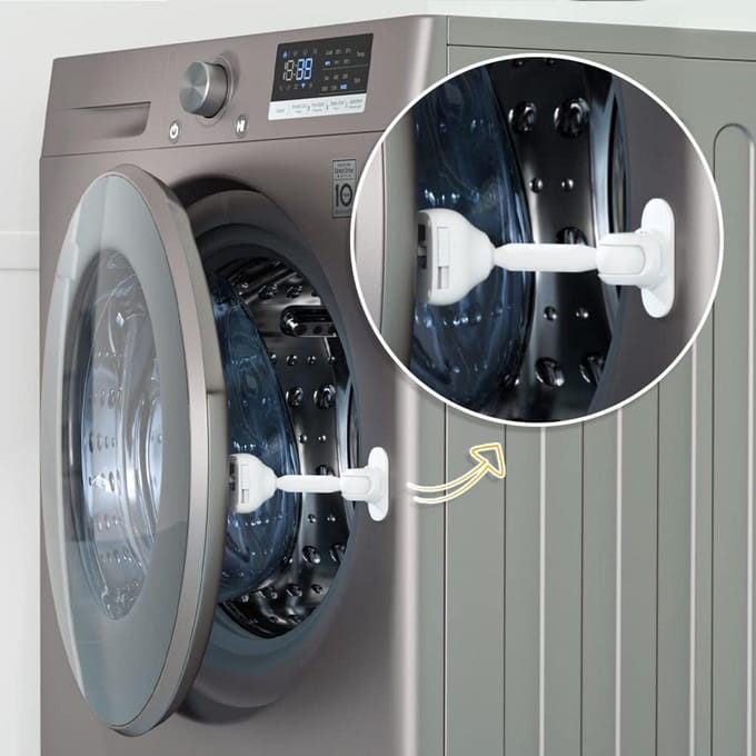 Wasmachine Deur Beveiliging - Wasdroger Slot - Kind Veiligheid - Dubbele Knop Ontwerp - 2 Stuks - Wit