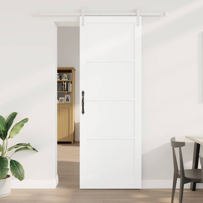 vidaXL - Schuifdeur - 83 - x - 232 - cm - Massief - grenenhout - Wit