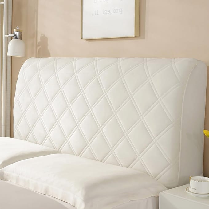 Beschermhoes voor hoofdbord van bed - Stofdicht en Stretch - Gebroken Wit - 190 cm