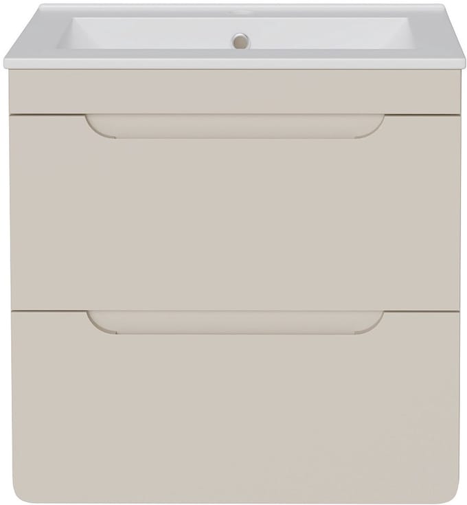 Vente-unique Zwevend badkamermeubel met inbouwwaskom - Beige - 60 cm - ARUBA