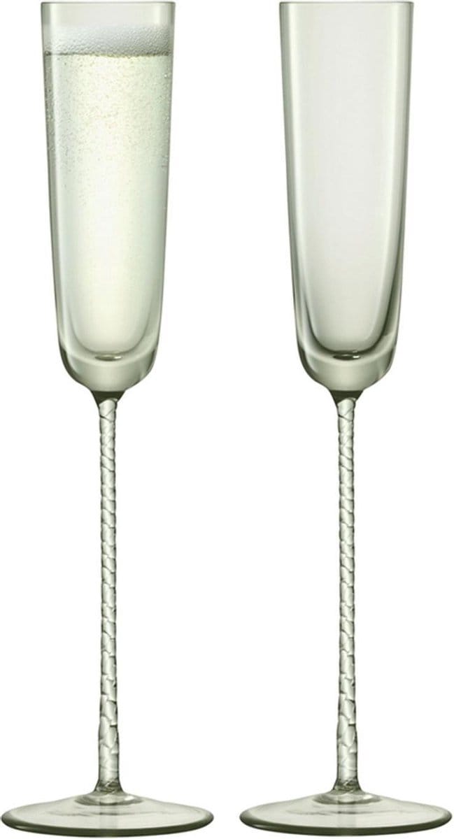 L.S.A. - Champagne Theatre Champagne Flute 120 ml Set van 2 Stuks - Glas - Groen