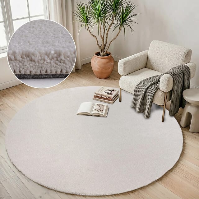 Muratap Comfy premium rond luxe effen vloerkleed wasbaar uni 200 cm rond