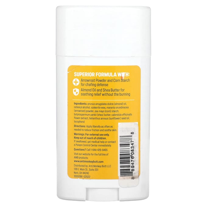 Anti Monkey Butt, Anti-Friction Chipping Stick, with Shea Butter, 1.7 oz (48 g) yellow