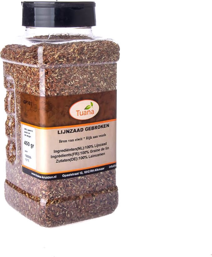 Tuana Kruiden - Lijnzaad Gebroken - Strooibus 500 Gram - Tuanashop - GP-L-0006