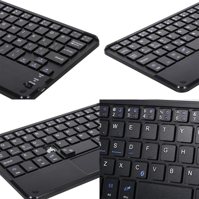 Draadloos BT 3.0-toetsenbord 59 toetsen Ultraslank mini-BT-toetsenbord met touchpad Ondersteuning Android Windows zwart