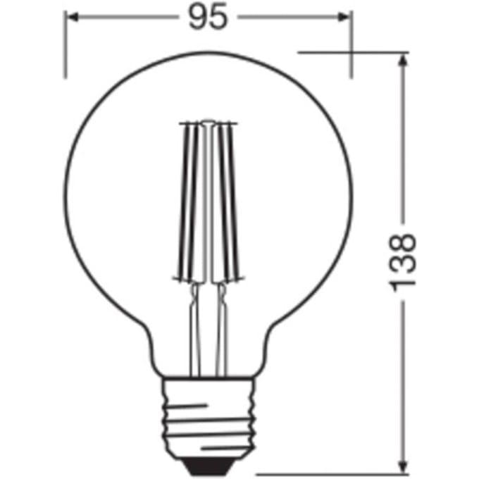 OSRAM LED Vintage 1906, G95, E27, 6,5 W, goud, 2.400 K, dimbaar.