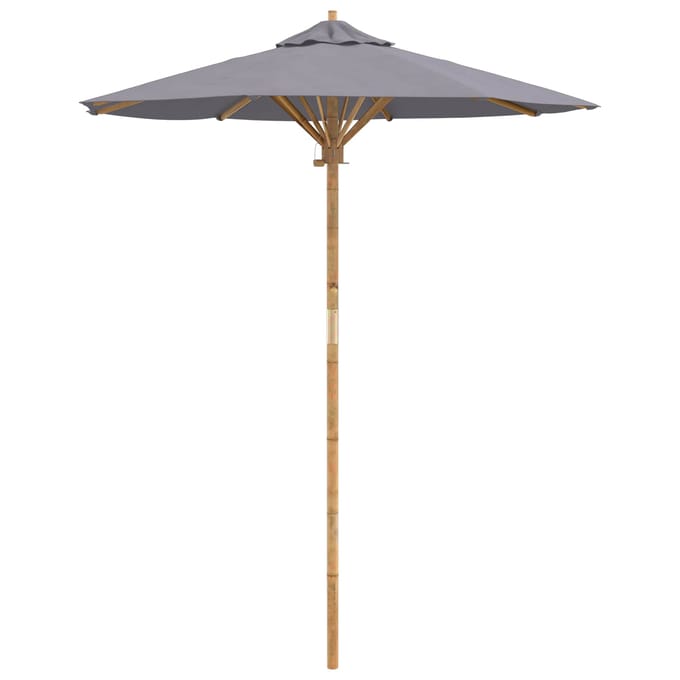 vidaXL - Tuinparasol - Rond - Ø - 180 - x - 230 - cm - Bamboe - Donkergrijs