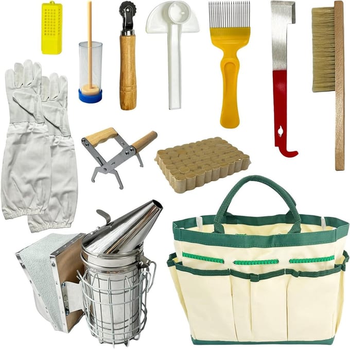 Bijenteelt Benodigdheden - Imker Kit - Honing Oogsten - Complete Set - 12 Delig - Natuurlijk