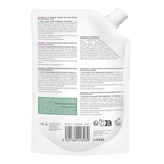 Saforelle® Ultra Hydraterende Wasoplossing Navulling 400 Wasgel